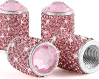 Bling Rhinestone Tire Valve Caps Set of 4, Crystal Car Wheel Valve Caps, Sparkly Car Accessories for Women, Universal Dustproof Caps