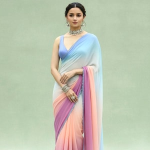 Trending Saree, Georgette Saree, Bollywood Saree, Wedding Saree, Party-Wear Saree, Indian Saree, Hot Sale Saree 250+ Sale, Soft Saree, Aalia Bhatt saree, Alia Bhat Saree