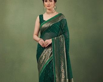 Bollywood Saree, Trending Saree, Georgette Saree, Wedding Saree, Party-Wear Saree, Indian Saree, Hot Sale Saree, Soft SareeBridesmaid Saree
