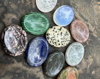 Natural Crystal Worry Stone for Stress Relief, Mindfulness, Calm Energy, Meditation Gift, Handheld Healing Stone