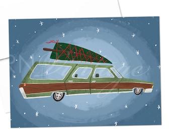 Retro Station Wagon Christmas Cards - Set of 6