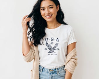 Vintage USA Eagle T-Shirt, Patriotic American Graphic Tee, Land of the Free Shirt, Fourth of July Tee, USA Pride Gift