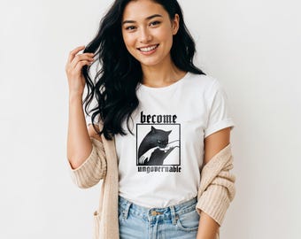 Become Ungovernable Black Cat T-Shirt, Funny Cat Graphic Tee, Gothic Cat Shirt, Dark Humor Gift, Vintage Cat Lover Tee