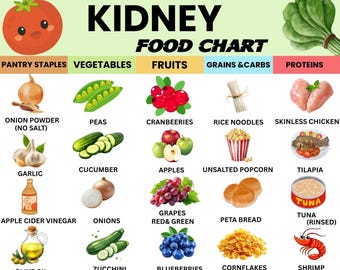 Kidney Friendly Food Chart PDF | Renal Diet Food List Printable | Low Potassium Low Sodium Shopping List