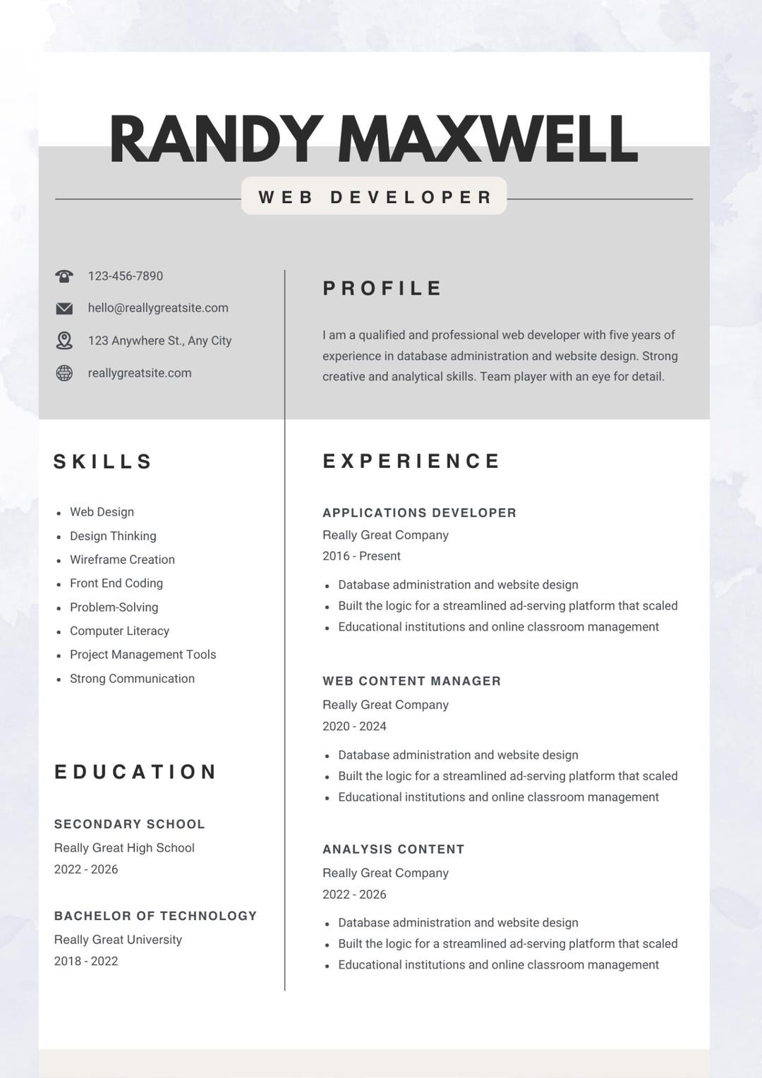 Minimalist Resume Template Canva, Professional CV With Cover Letter ...