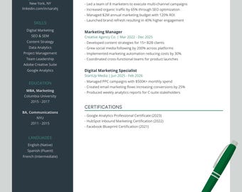 Professional Resume Template for Word, Mac Pages, Google Docs + ATS Friendly Version | Resume Template with Canva , Modern Resume CV