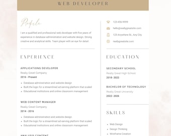 Modern Resume Template Canva | Minimalist CV Design (Instant Download)