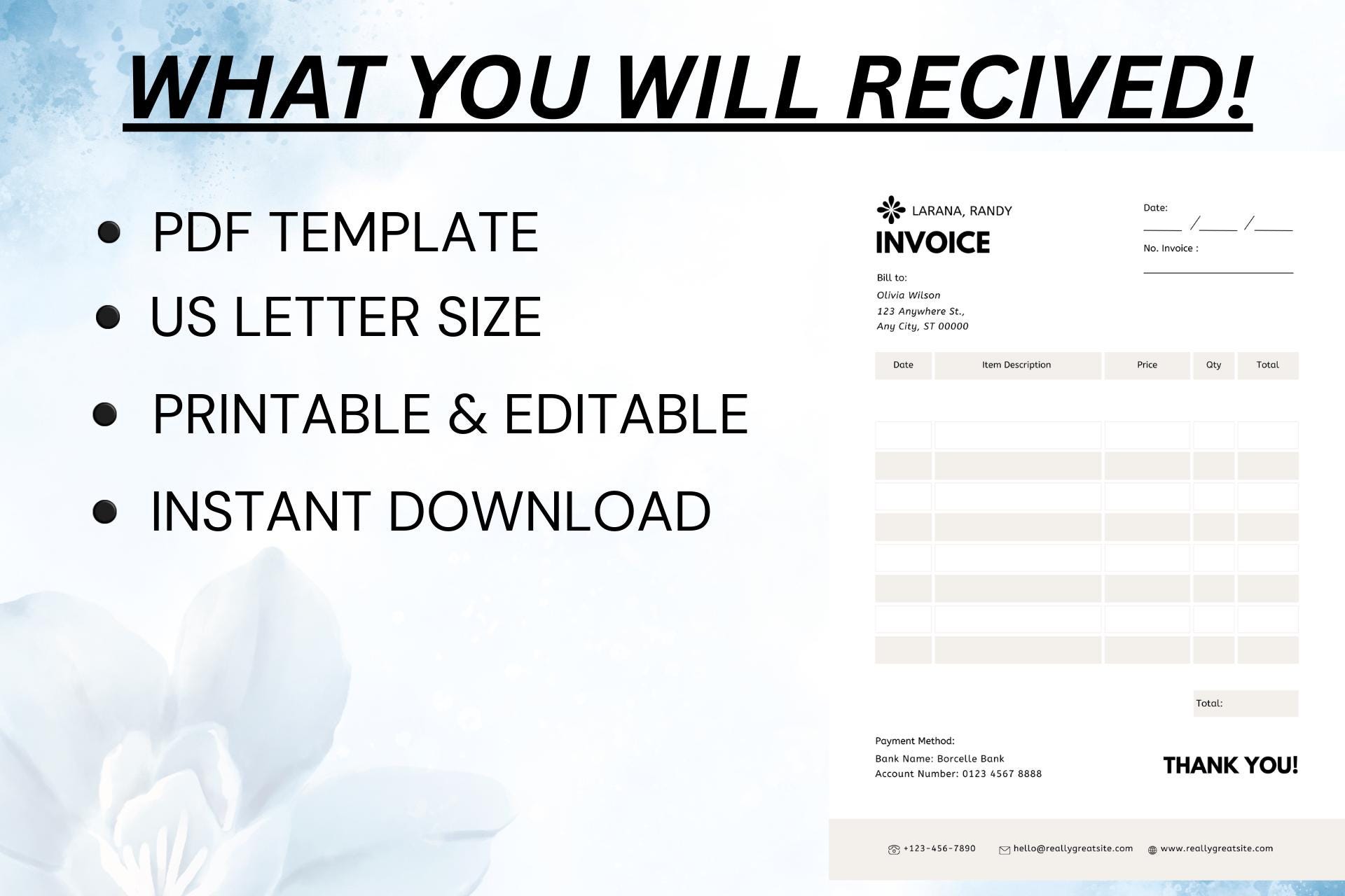 Minimalist Invoice Template – Editable Canva & PDF, Small Business - Etsy