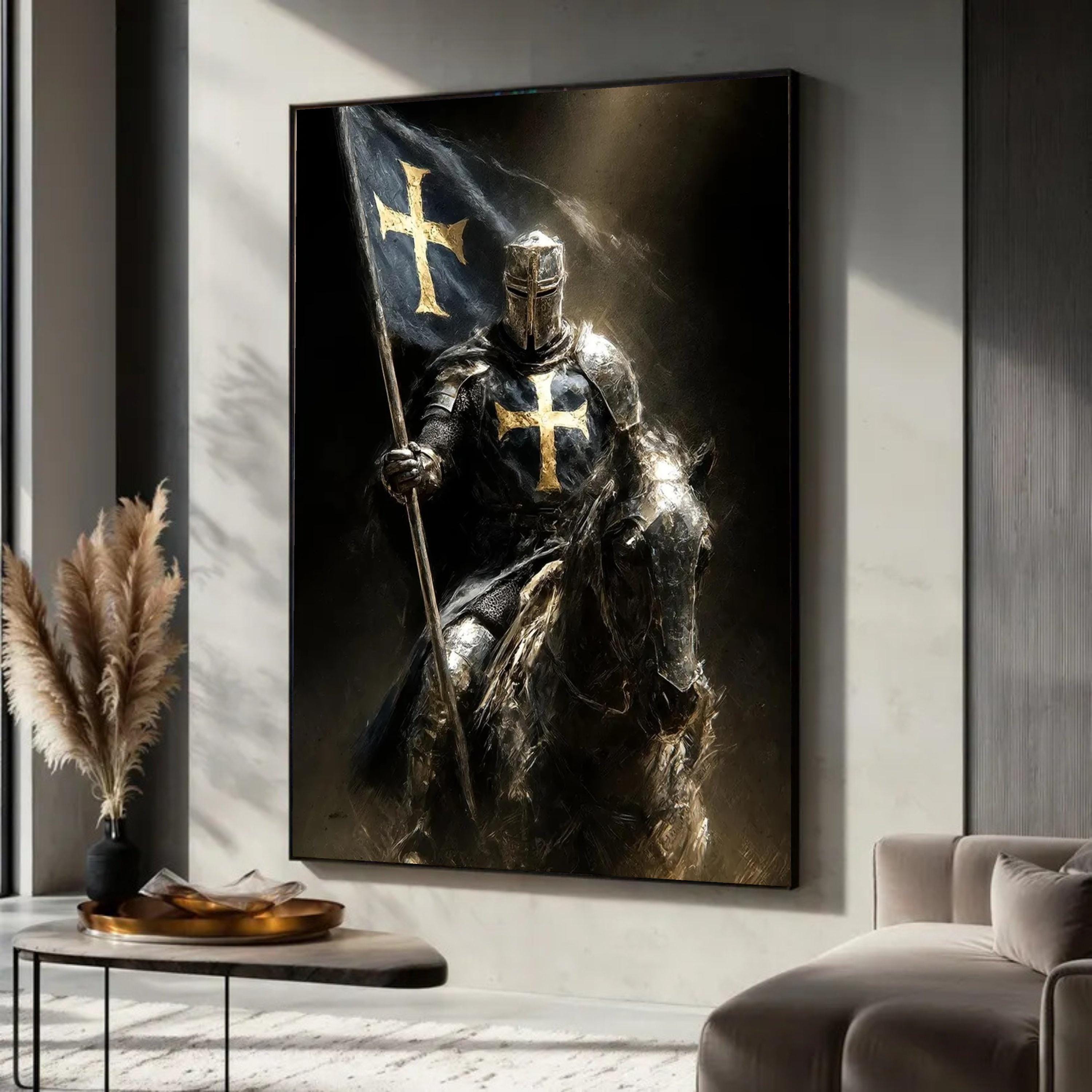 Medieval Knight Crusader Canvas Print Art, Templar Armor Warrior, Ready ...