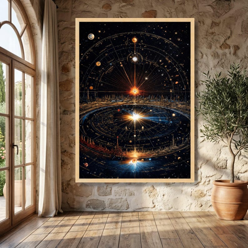 Vintage Solar System Map Canvas, Cosmic Astronomy Wall Art - Etsy Australia