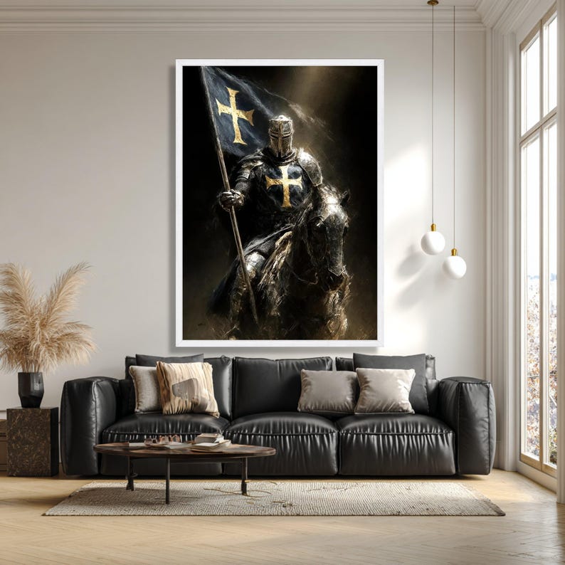 Medieval Knight Crusader Canvas Print Art, Templar Armor Warrior, Ready ...