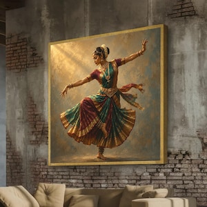 Indian Classical Dancer Canvas Print, Bharatanatyam Wall Art, Traditional Cultural Decor