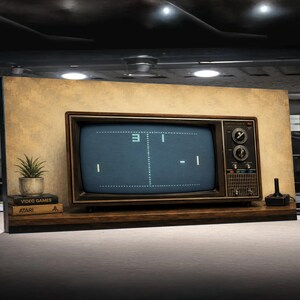 Retro Pong TV-canvastavla: Vintage Atari Gaming Nostalgia-tryck för heminredning