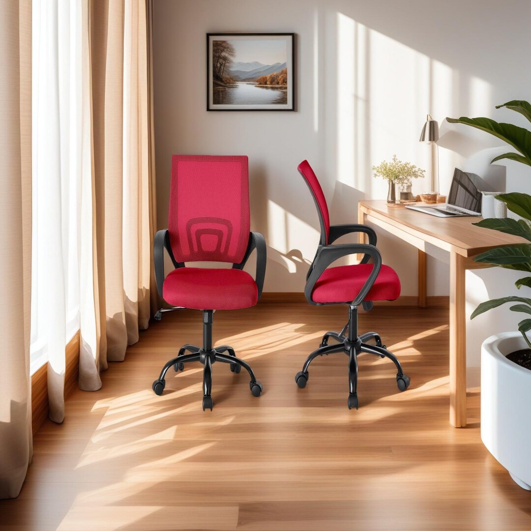 Ergonomic Mid Back Desk Chair, Lumbar Support, Rocking Mode - Etsy