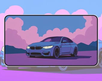 Tapis de bureau violet pour voitures de sport | Tapis de souris rétro Sunset Racing, tapis de souris aux couleurs vives, cadeau pour les automobilistes, tapis de bureau antidérapant