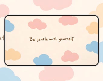 Prenez soin de vous sur le tapis de bureau | Tapis de souris nuages, tapis de bureau citation motivation, tapis de souris ambiance chill, tapis de bureau rose, cadeau pour elle, joli tapis