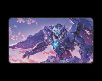 Tapis de bureau inspiré de Gundam, fan art, tapis de bureau anime, tapis de souris gaming dynamique, dessus en tissu lisse, base en caoutchouc antidérapante