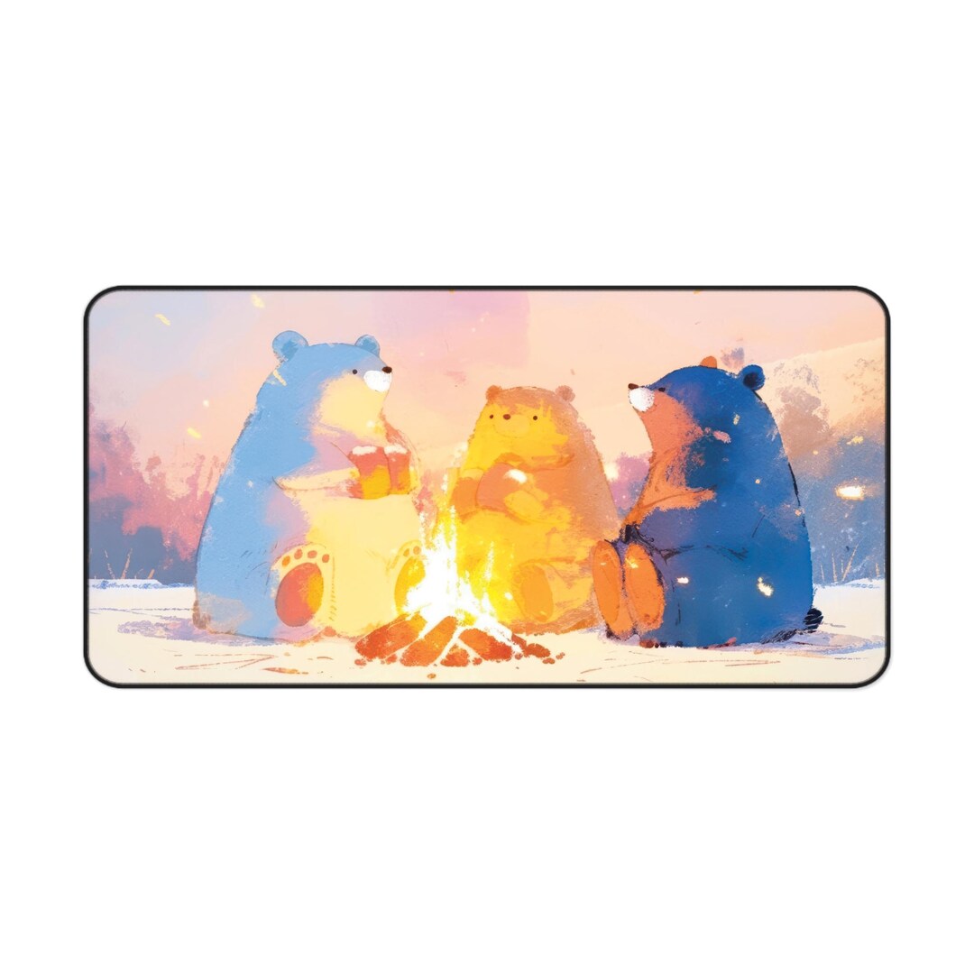 Cozy Campfire Bears Desk Mat | Cute Woodland | Animal Mousepad | Cute ...