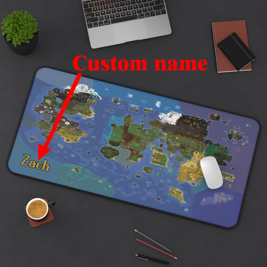 Custom Runescape Map Custom Runescape World Map Desk Mat | Game Map Mouse Pad, OSRS Gaming ...