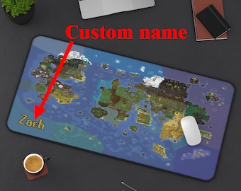 Tapis de bureau personnalisé carte du monde RuneScape | Tapis de souris de carte de jeu, tapis de souris de jeu d'OSRS, cadeau pour le joueur, tapis de souris antidérapant, carte de jeu