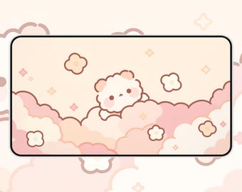 Joli tapis de bureau ours nuage | Tapis de souris kawaii pour bureau, tapis de souris rose, cadeau pour des amis, tapis de bureau antidérapant, joli tapis de souris