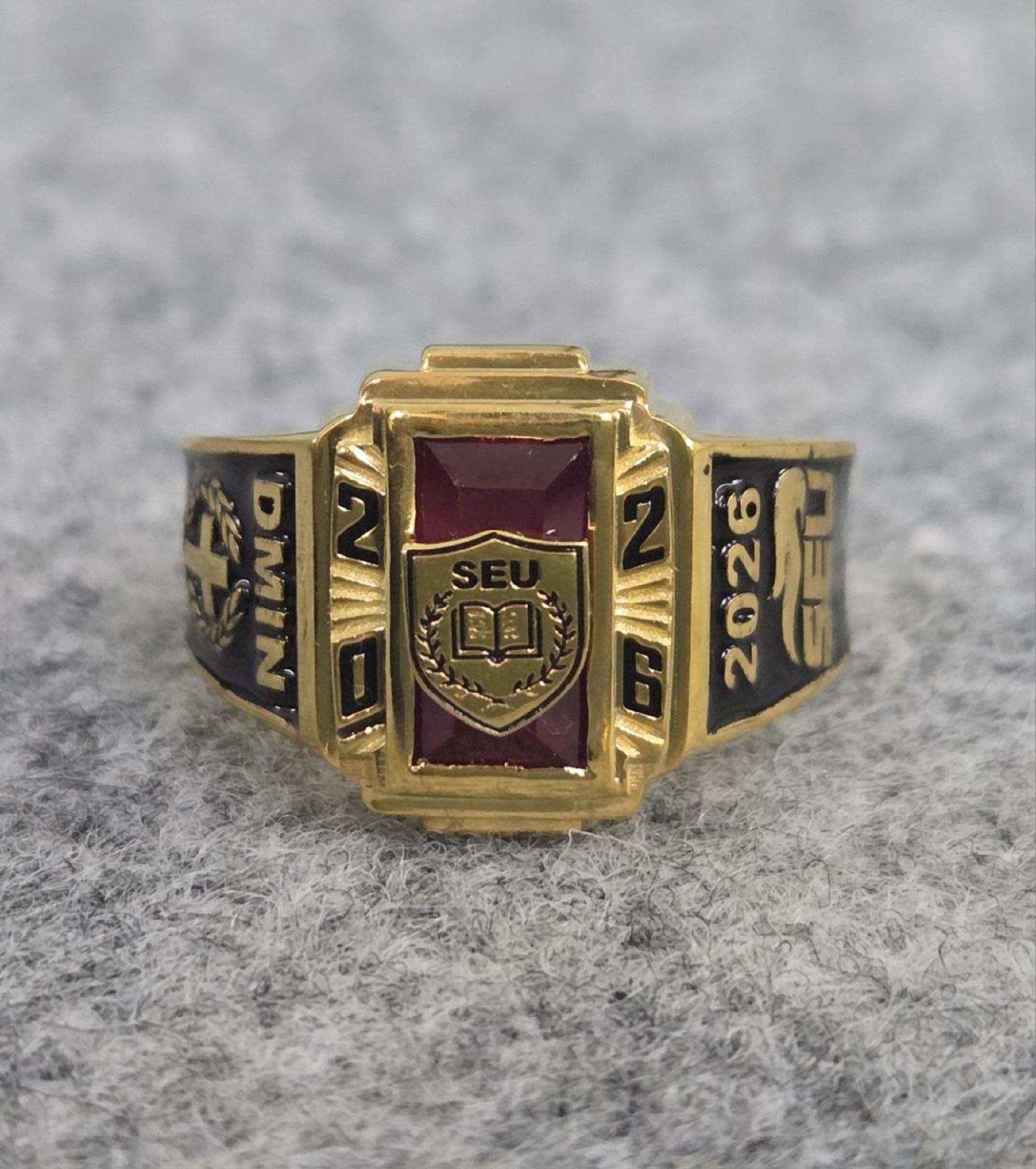 Personalized Class Ring 2026, Custom School Graduation Ring, Red ...