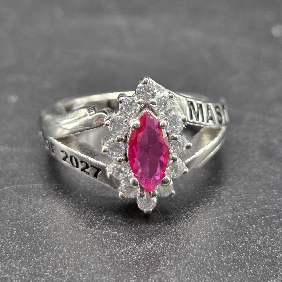 Custom Class Ring 2027, Personalized Birthstone Graduation Keepsake ...