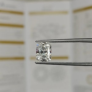 Radiant Cut Moissanite Loose Gemstone, D Color VVS1 Clarity, Rectangular Engagement Ring Stone