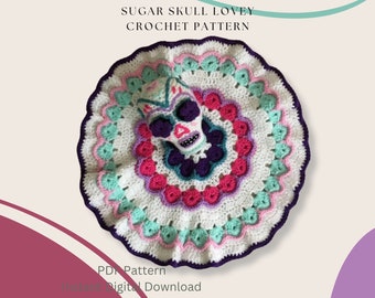 Sugar Skull Lovey Crochet Pattern, DIGITAL DOWNLOAD, PDF Pattern