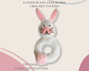 Easter Bunny Lens Buddy Crochet Pattern, DIGITAL DOWNLOAD, PDF Pattern