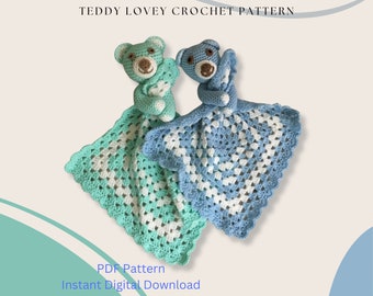 Large Teddy Lovey Crochet Pattern, Cute Teddy Bear, DIGITAL DOWNLOAD, PDF Pattern