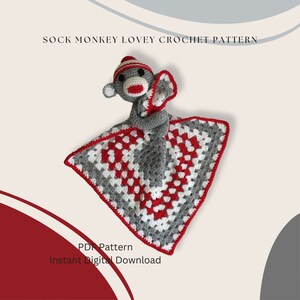 Sock Monkey Lovey Crochet Pattern, DIGITAL DOWNLOAD, PDF Pattern