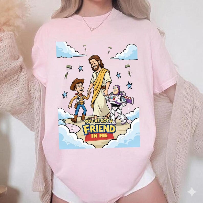 Comfort Colors You’ve Got A Friend In Me Shirt, Jesus And Toy Story Shirt, Christian Disneyland Tee, Woody Buzz Lightyear Tee, Toy Story T image 4