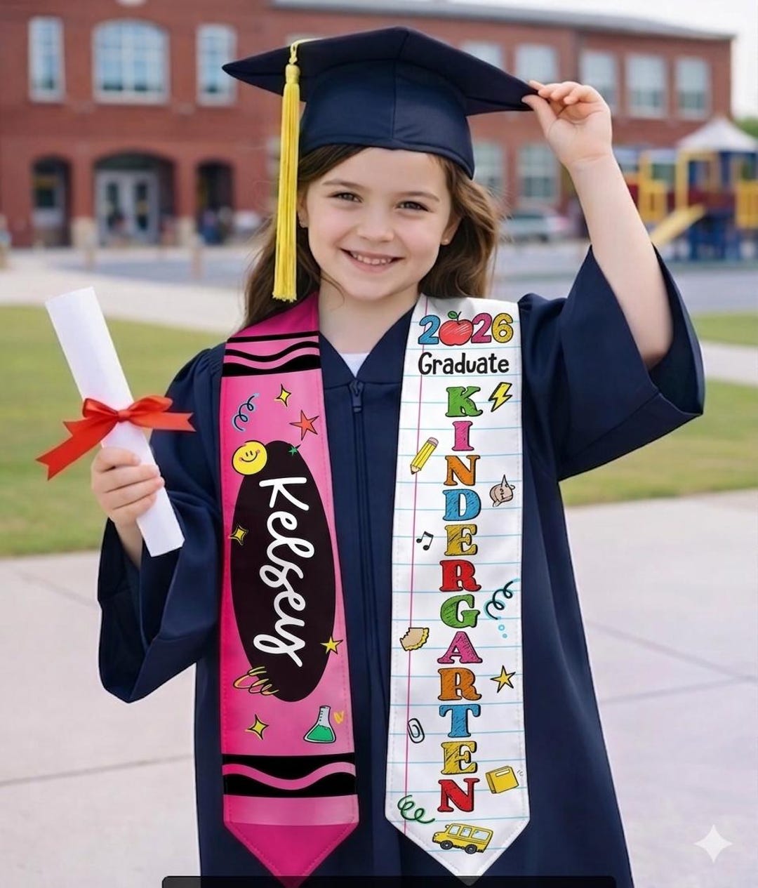 Custom Crayon Graduation Stole Class of 2026, Personalized Colorful ...