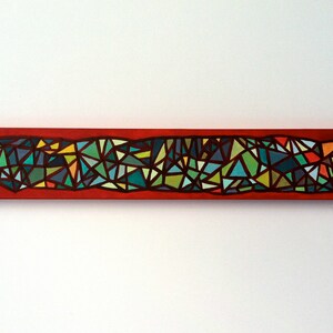 Abstract Triangles Painting on Wood Composition #10