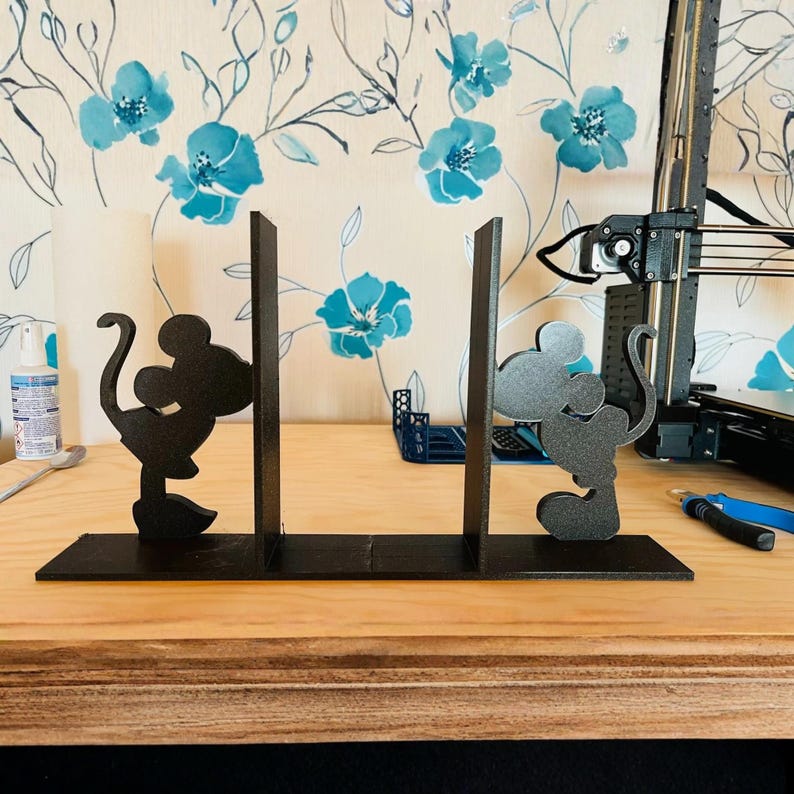 Magic Mouse Silhouette Bookends – Cartoon Inspired Character Shelf ...