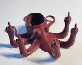 Rude Octopus Planter Pot, Funny Desk Plant Holder, Cheeky Adult Succulent Pot, Novelty Office Decor Gift for Him