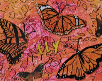 mixed media colorful butterflies joy hope encouragement orange pink black yellow life eternal life joyful gift brighten spirits fun