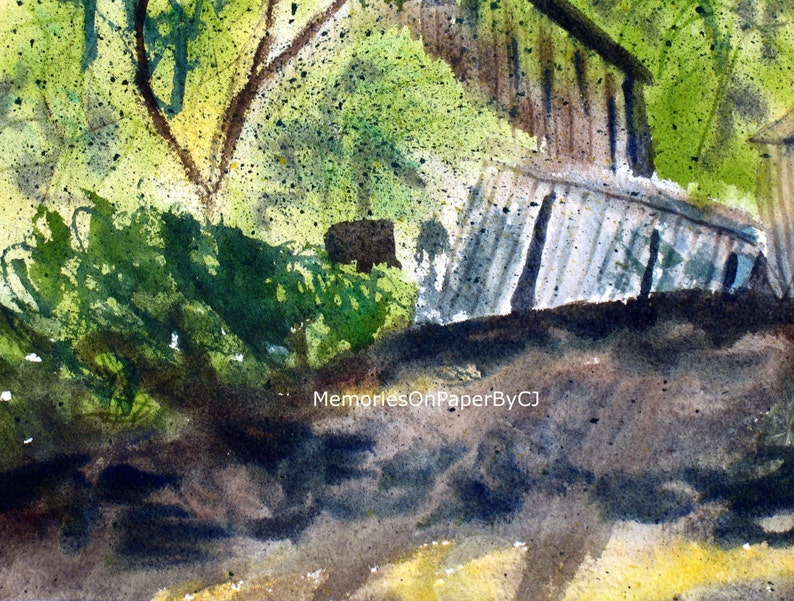 Country Farm Old Barn Watercolor Painting Landscape Trees Barn Etsy