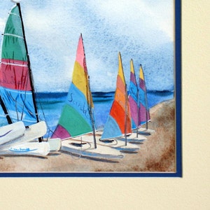 Sailing Summer on the lake Day at the beach Father's Day gift Colorful Boats ready for a day of family fun watercolor great gift image 4