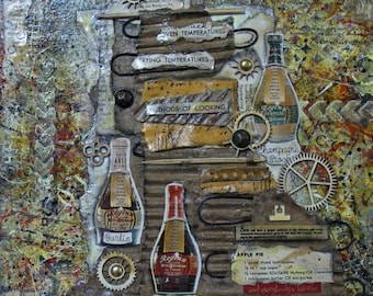 Kitchen Memories Collage: Mixed Media Cooking Art, 9x12