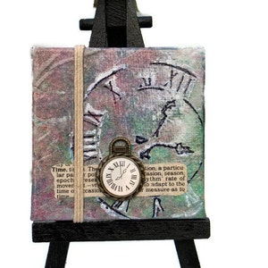 Gift for Teacher Secretary Best Friend Neighbor Perfect gift Clock Mini Collage Canvas Easel Purple Green Three-dimensional Clock & Hemp image 2