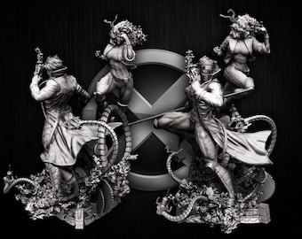 X-Men – Rogue Sculpture + Gambit Sculpture Diorama | Kinetic Covenant STL Statue | 3D Print Model | Digital STL File