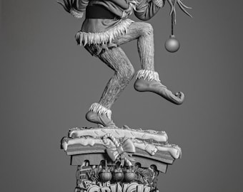 Escultura del Dr. Seuss – Grinch (Jim Carrey) / Estatua STL del Antihéroe Travieso / Modelo de impresión 3D / Archivo STL digital
