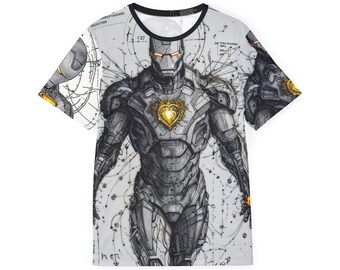 Armored Robot Heart Illustration Jersey | All-Over Print Athletic Shirt