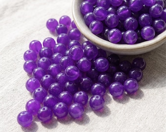 200 PCS 8mm Dark Purple Glass Beads: DIY Jewelry Making Supplies