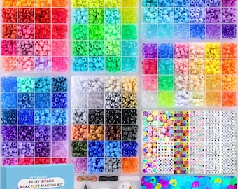 5000PCS Pony Beads Kit 144 Colors Bracelet Making Set with Letters