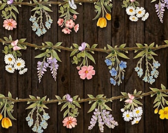 Wildflower Garland Banner Baby Shower Floral Garden Party Decorations for Birthday, Wedding
