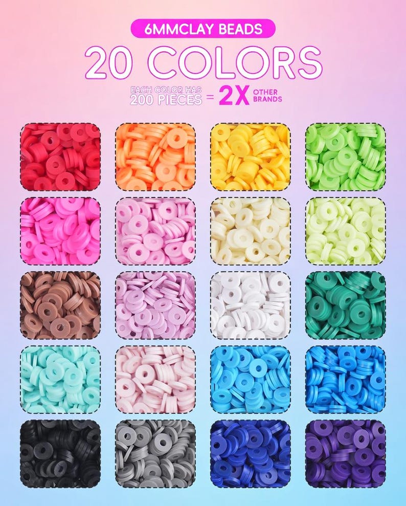 5000PCS Clay Beads Bracelet Making Kit Polymer Heishi DIY Jewelry Craft Set image 2