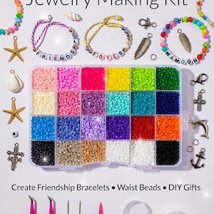 4mm Glass Seed Beads Kit Bracelet Making Set, Letter Beads DIY Craft Gift